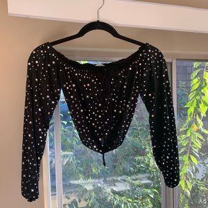 Black Honey Punch star crop top with ties